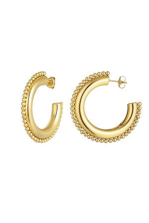 Earrings round with dots medium - gold h5 