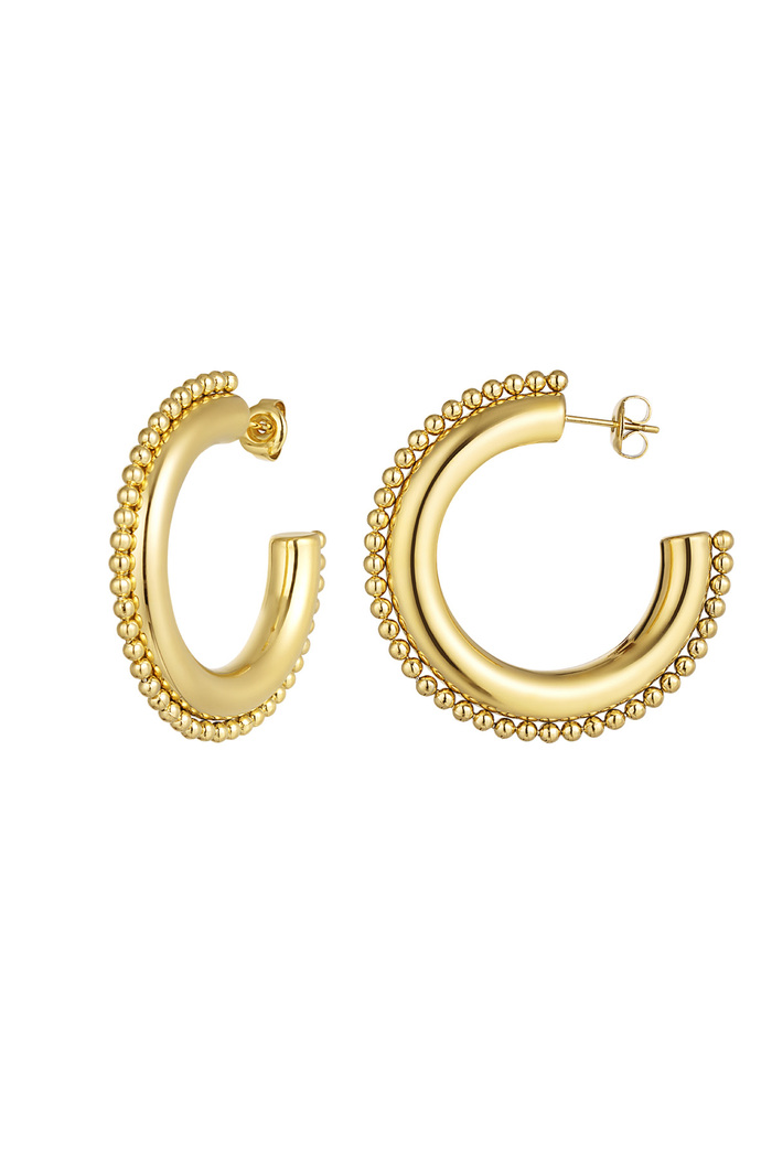 Earrings round with dots medium - gold 