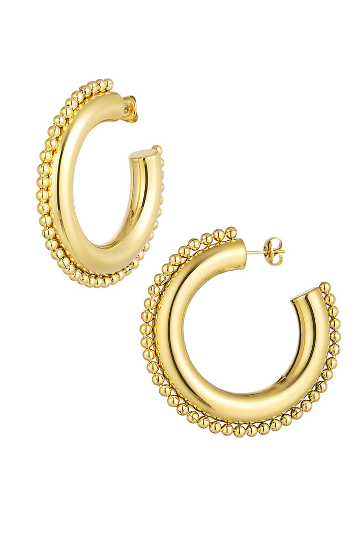 Round earrings with dots - gold 