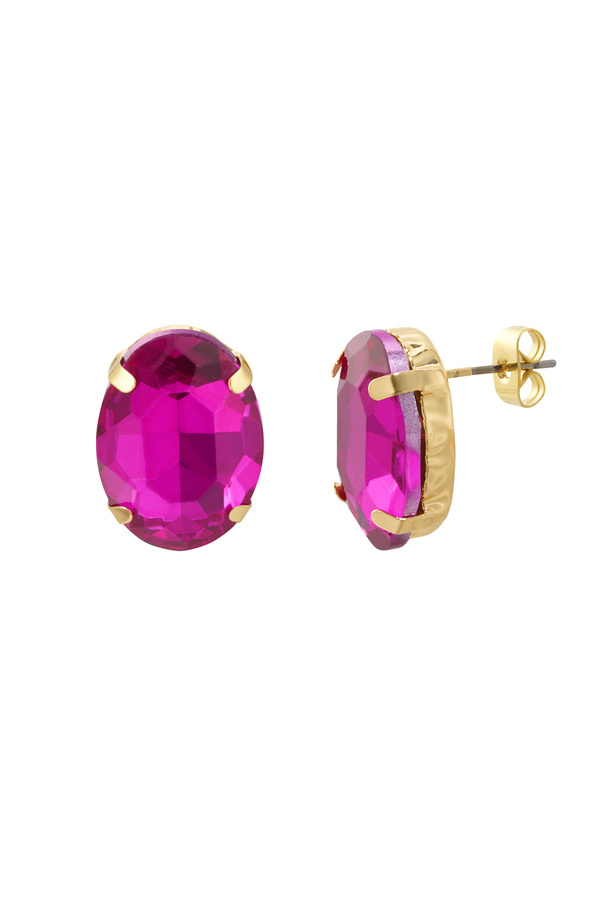 Ear studs stone oval - pink