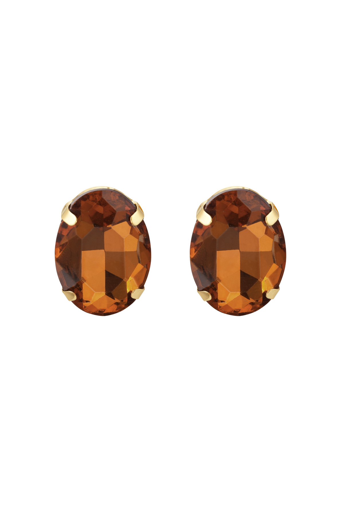 Ear studs stone oval - brown