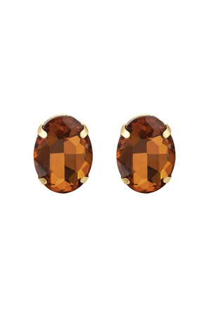 Ear studs stone oval - brown h5 