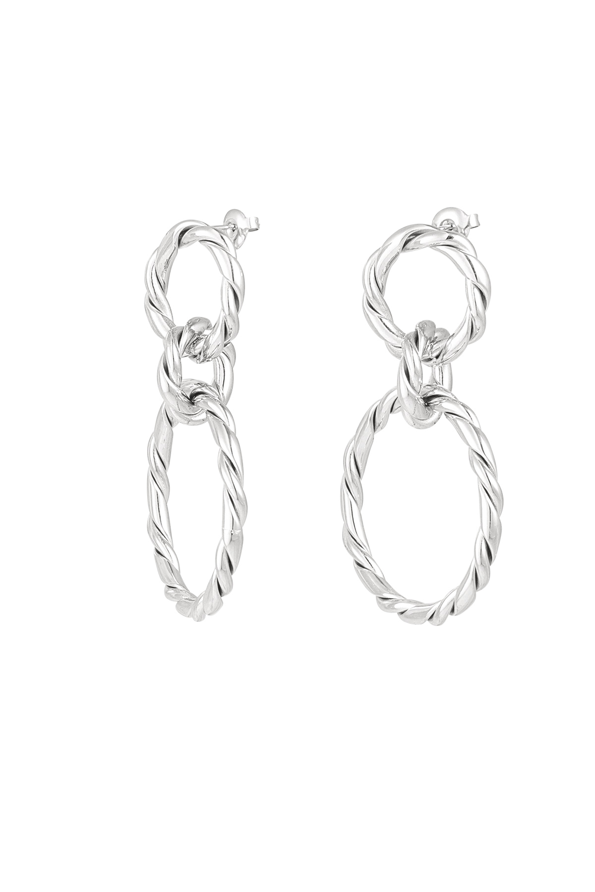 Earrings link with twist - silver h5 