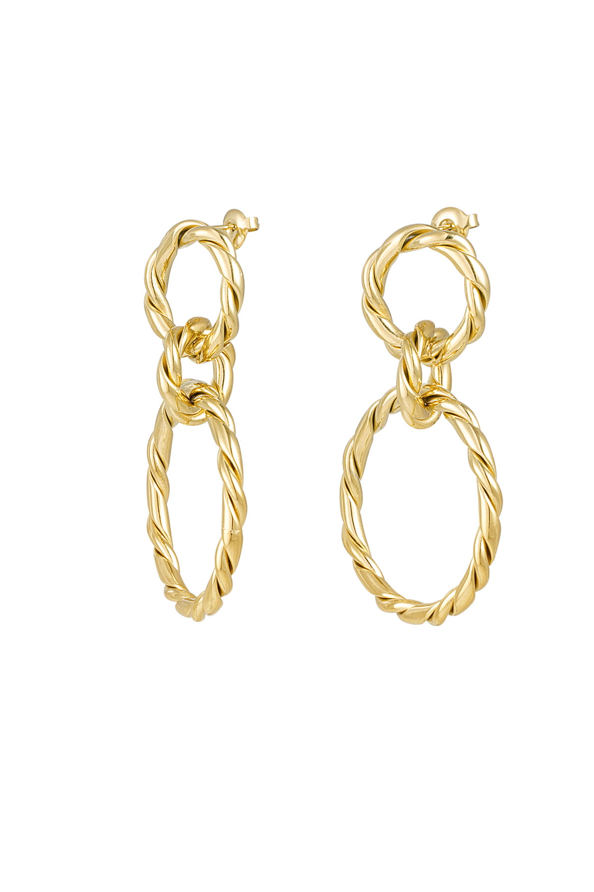 Earrings link with twist - gold
