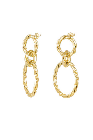 Earrings link with twist - gold h5 