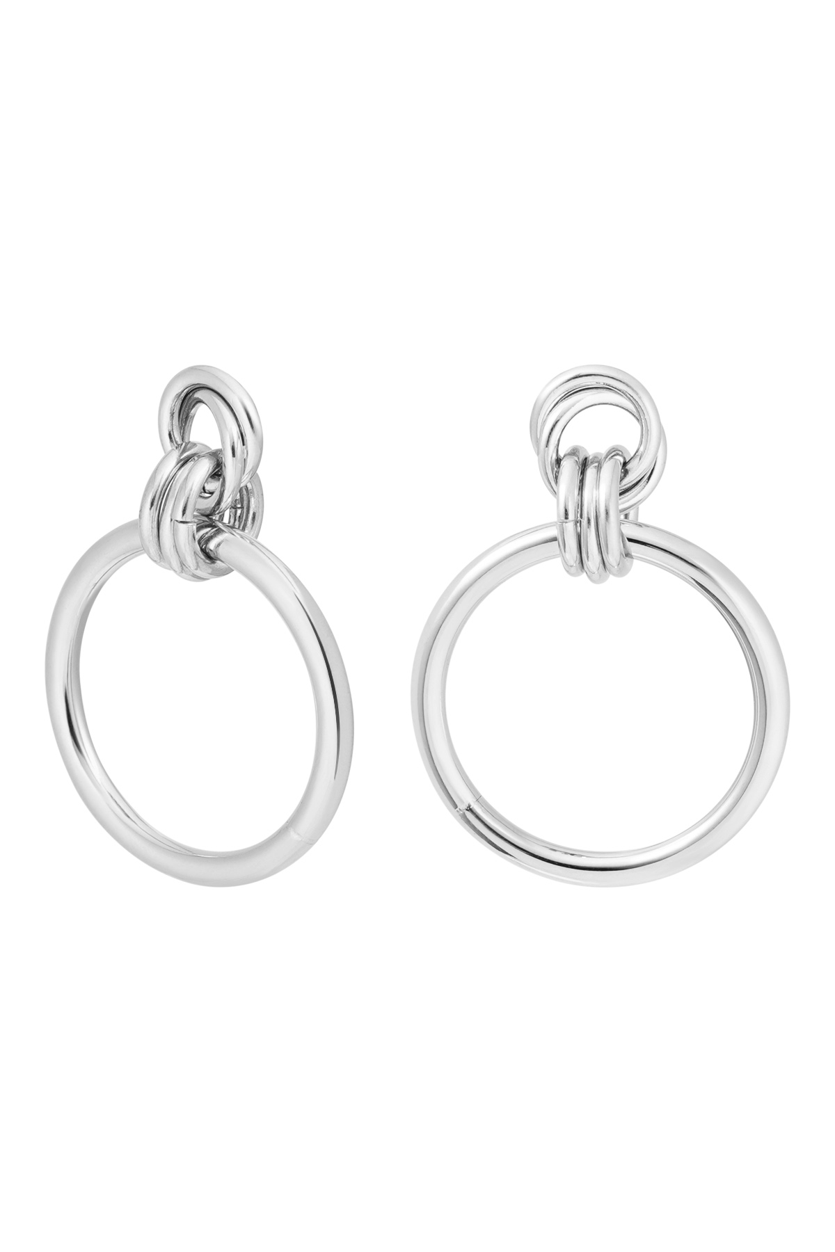 Ohrringe mit verbundenen Kreisen, schlicht – Silber