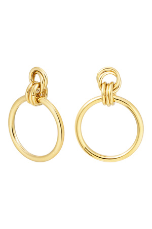 Earrings connected circles plain - gold h5 