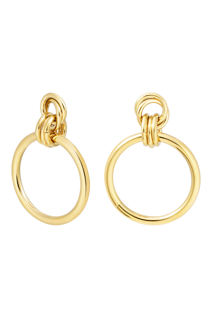 Earrings connected circles plain - gold 