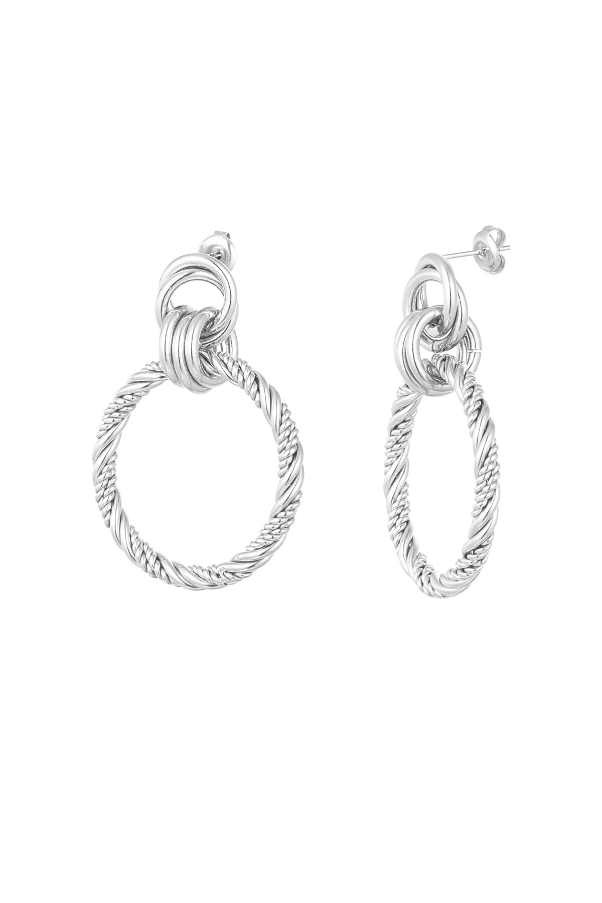 Earrings connected circles - silver