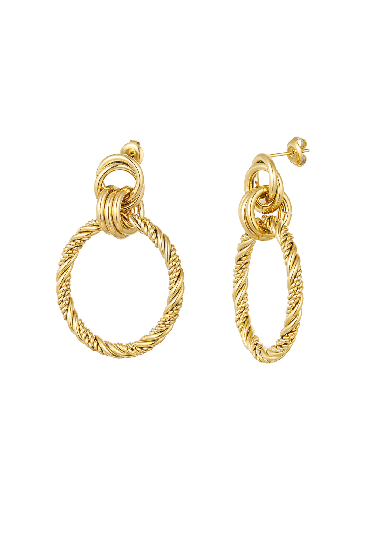 Earrings connected circles - gold