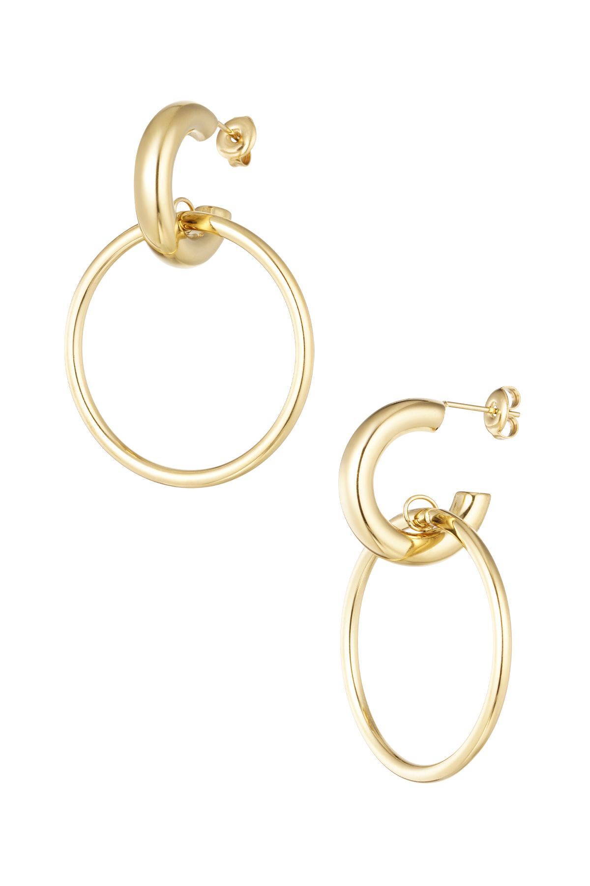 Glatte Gliederohrringe mit Kreis - Gold
