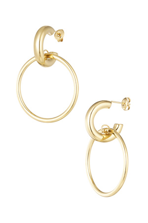 Earrings link with circle smooth - gold h5 