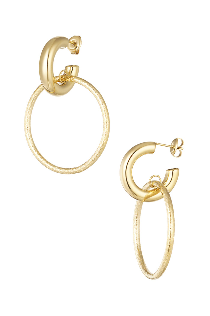 Earrings link with circle - gold 