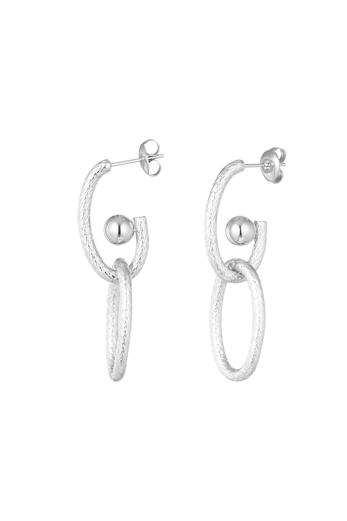 Aesthetic link earrings - silver 