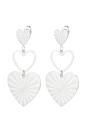 Earrings statement hearts - silver h5 