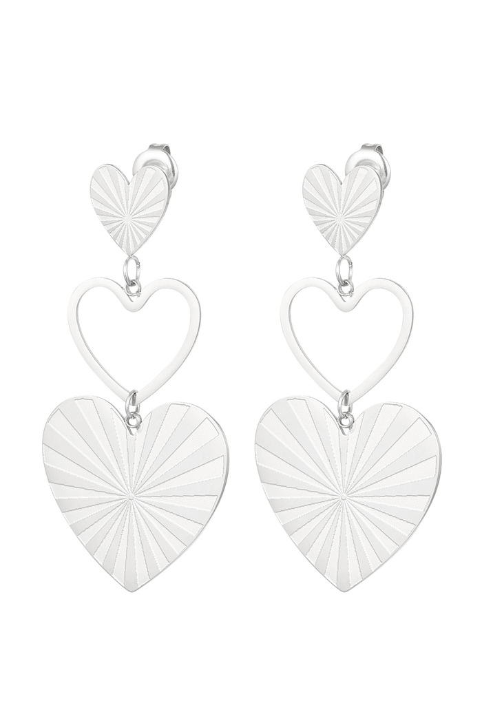 Earrings statement hearts - silver 