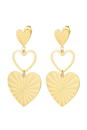 Earrings statement hearts - gold h5 