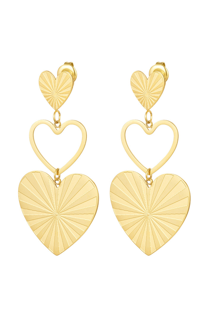 Earrings statement hearts - gold 