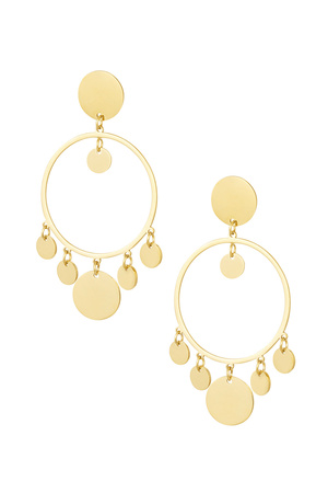 Earrings circle with coins - gold h5 