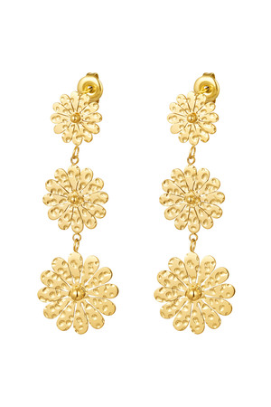 Earrings statement flowers - gold h5 