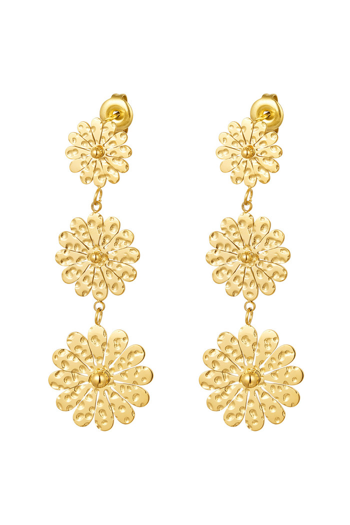 Earrings statement flowers - gold 