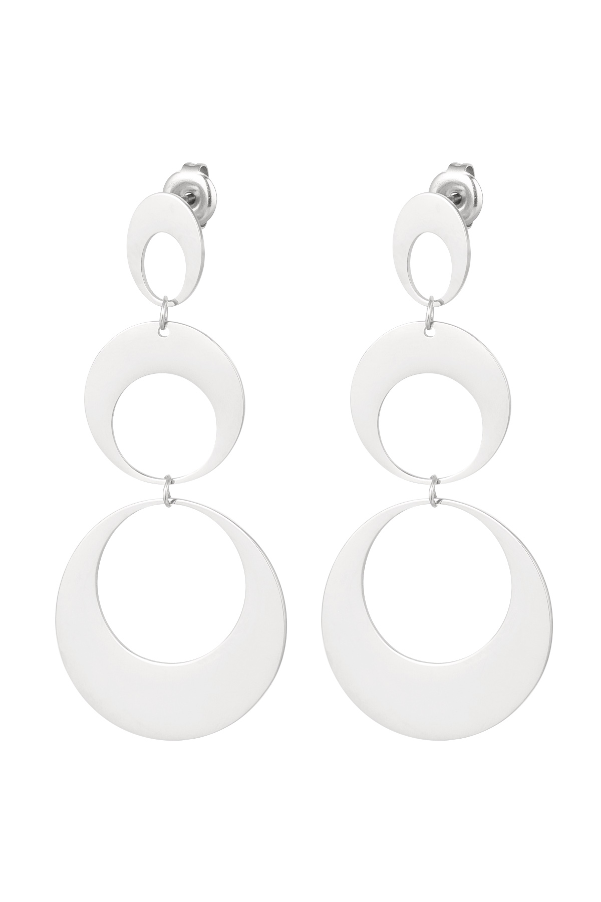 Earrings statement circles - silver 