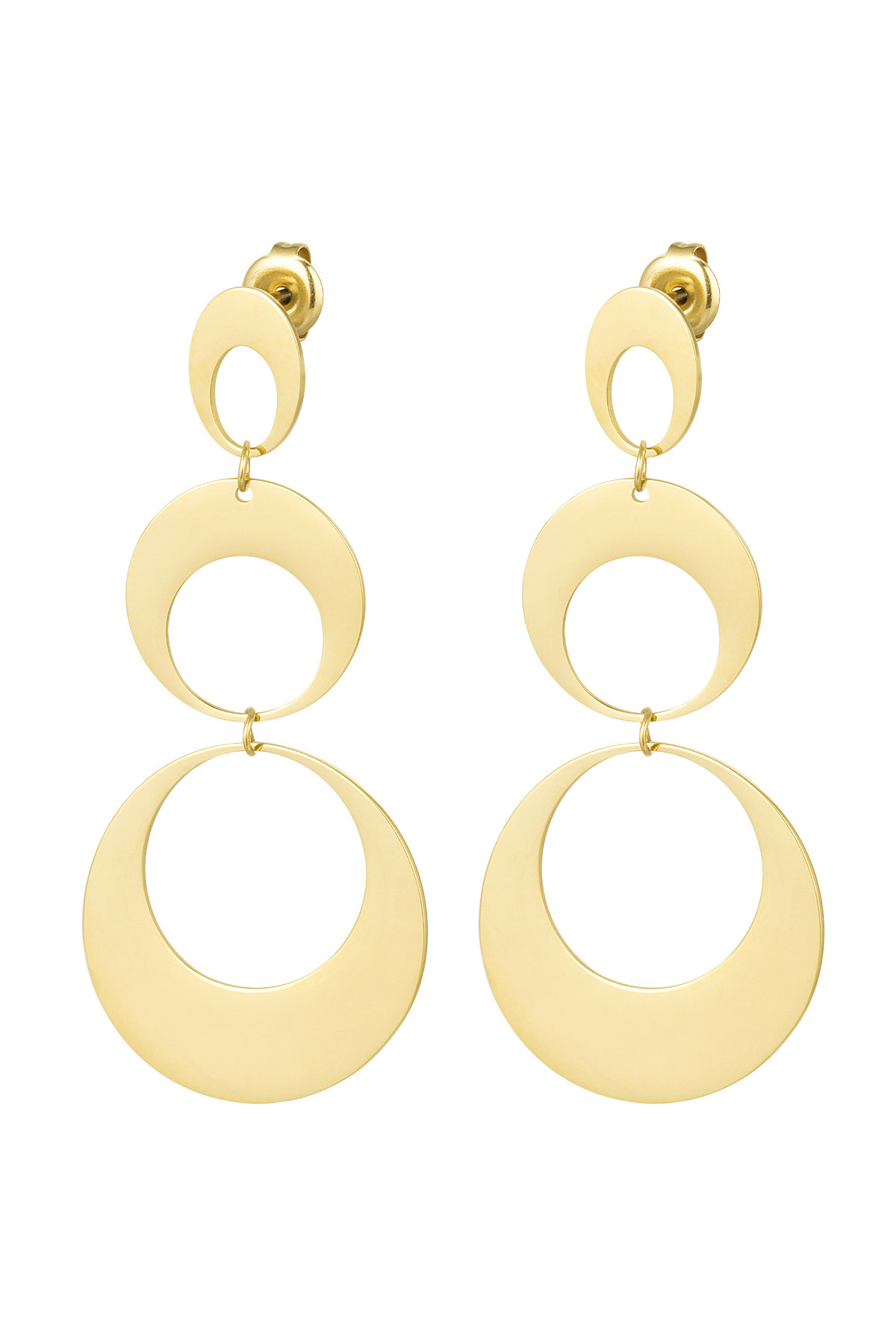 Earrings statement circles - gold