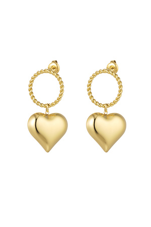Earrings round & heart - gold h5 