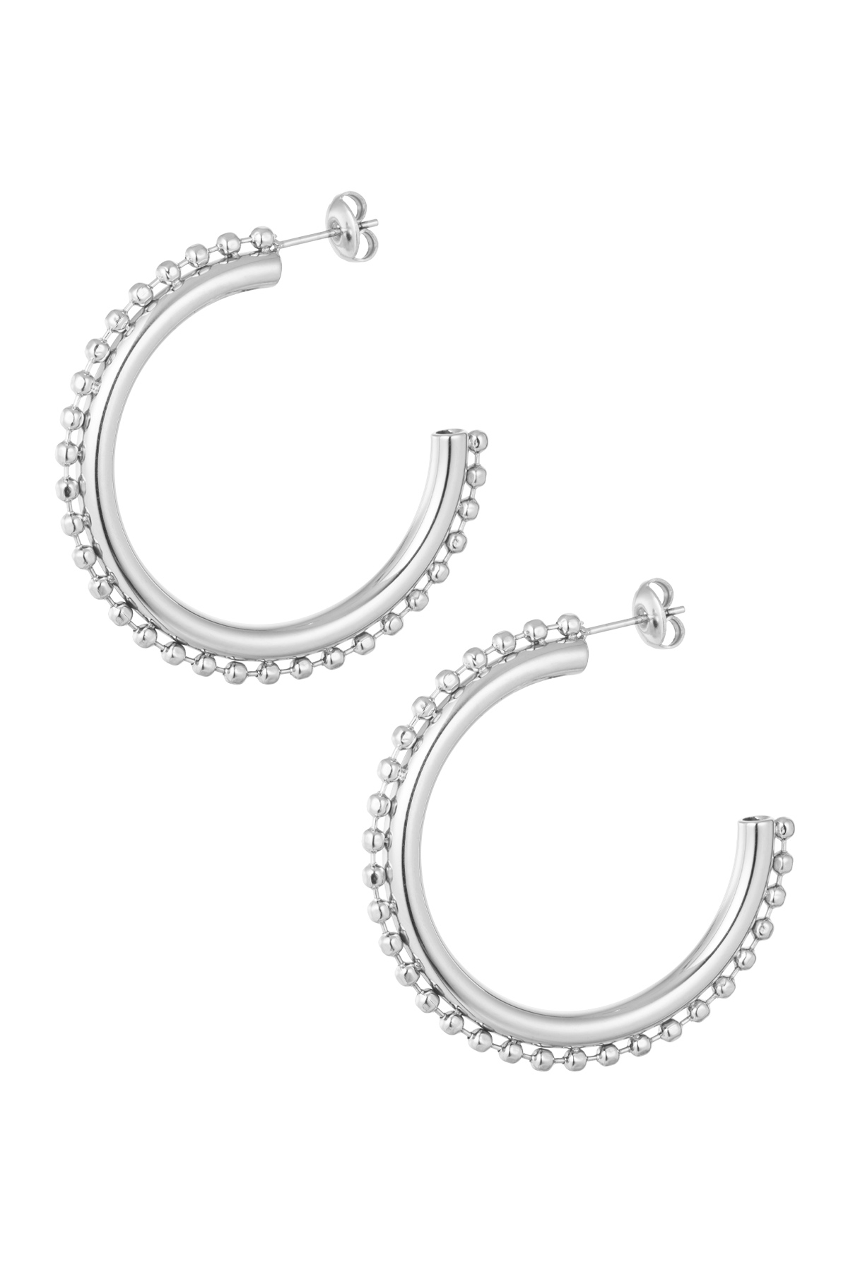 Basic earrings with balls - silver h5 