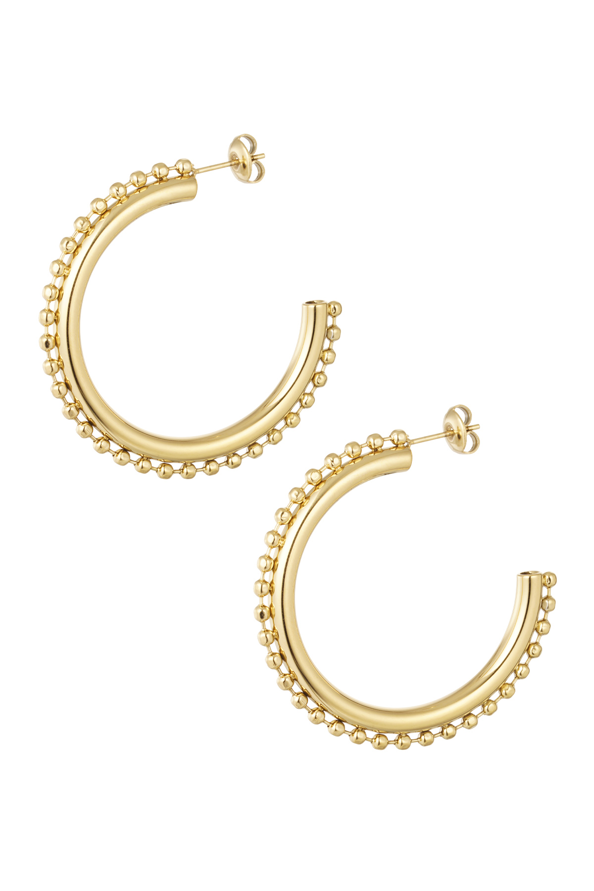 Earrings basic with balls - gold