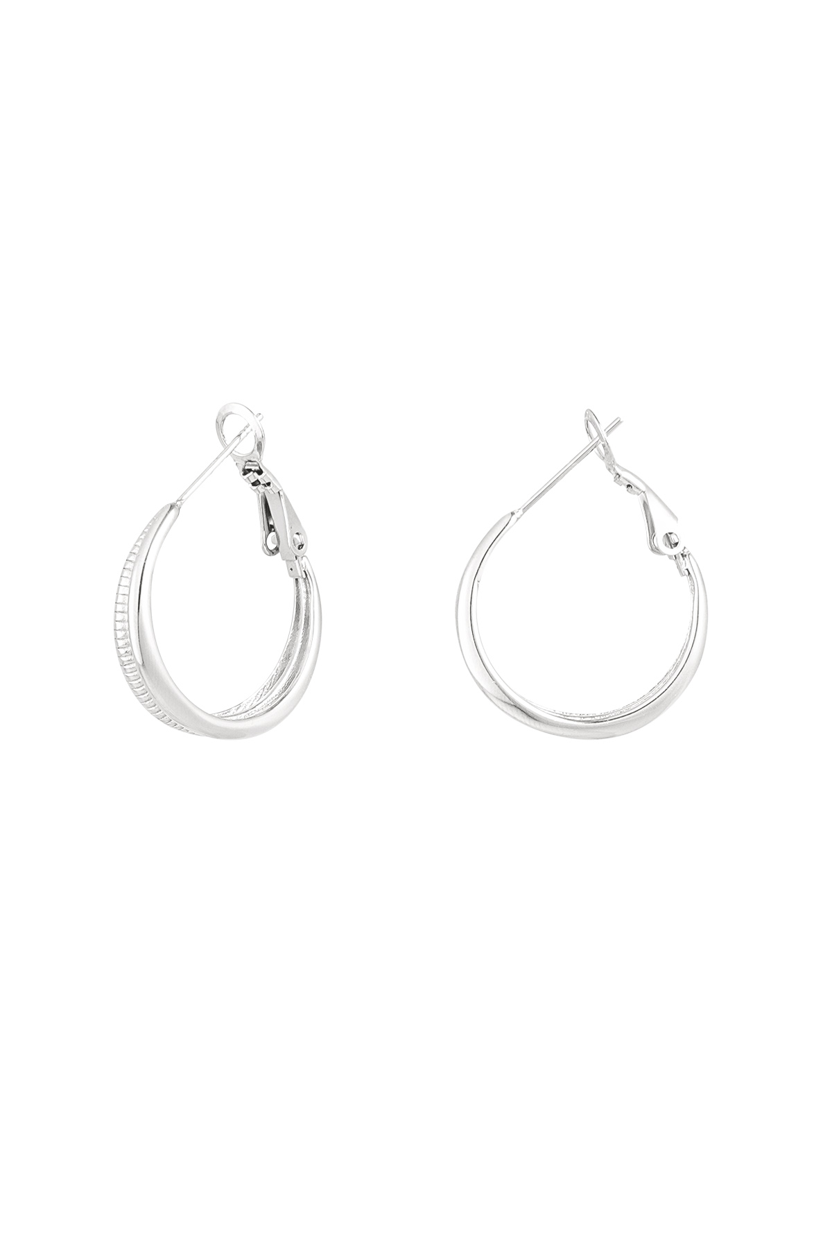 Double earring with relief - Silver Color color 2