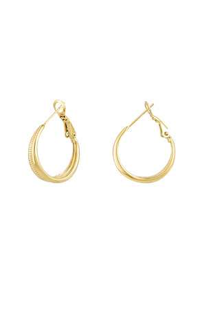 Double earring with relief - gold h5 