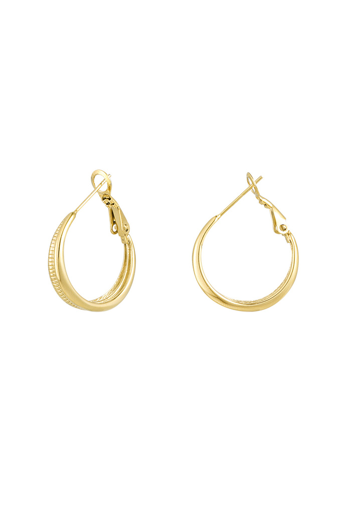 Double earring with relief - gold 
