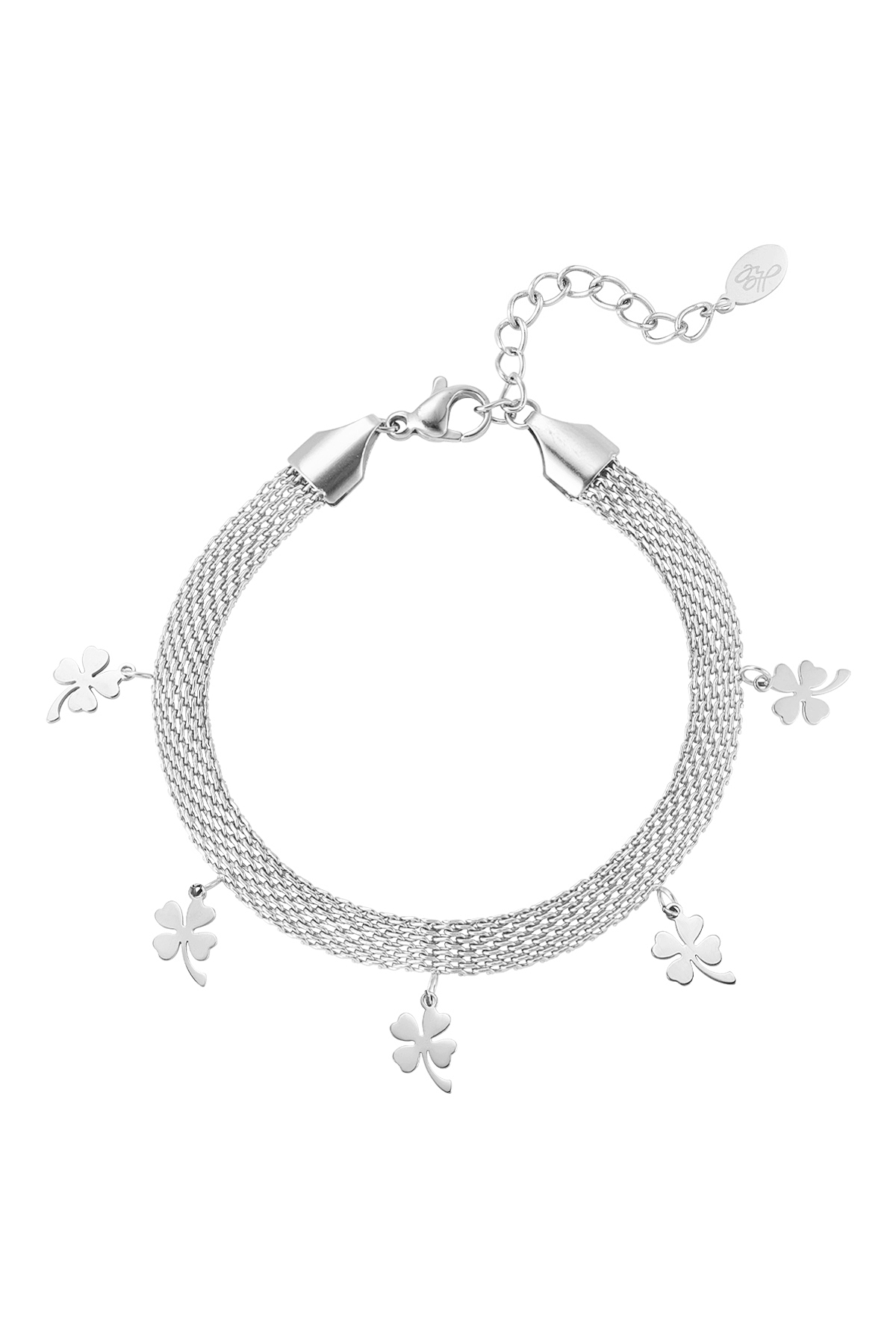 Bracelet robust with clovers - silver h5 