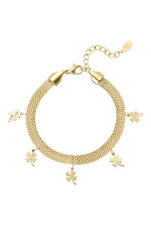 Bracelet robust with clovers - gold h5 