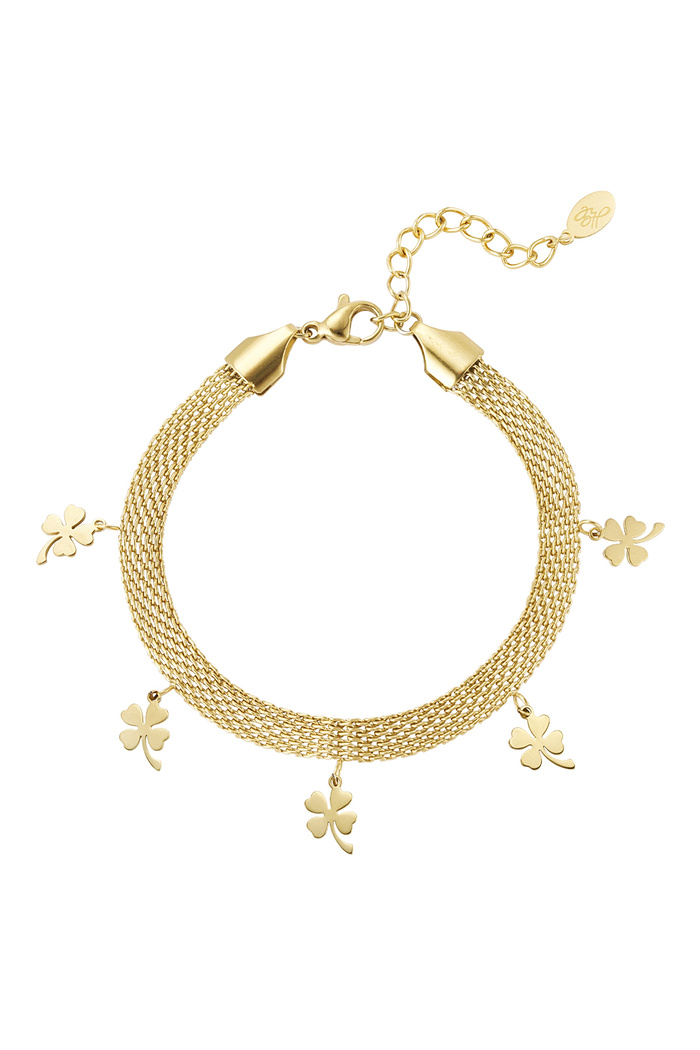 Bracelet robust with clovers - gold 