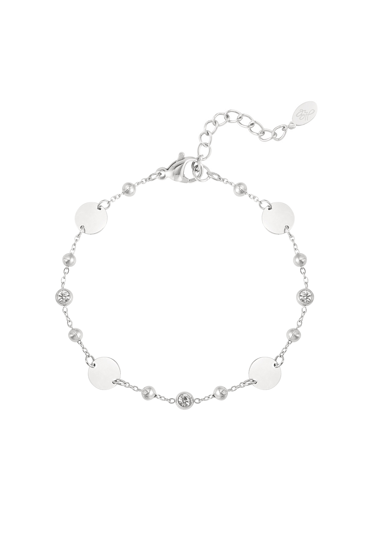 Round party bracelet with stones - silver