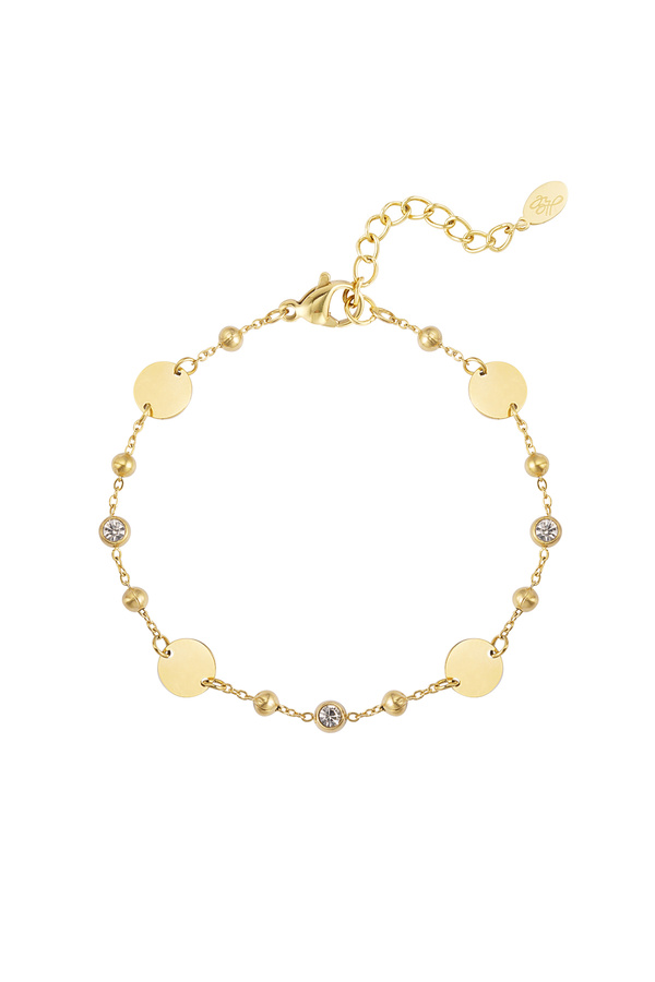Round party bracelet with stones - gold