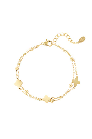 Double bracelet clover/balls - gold h5 
