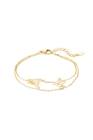 Bracelet 2 oiseaux - doré h5 