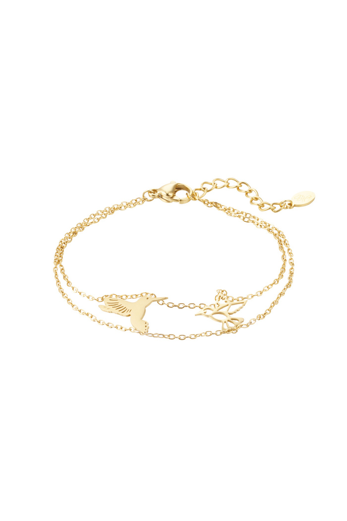 Bracelet 2 oiseaux - doré 