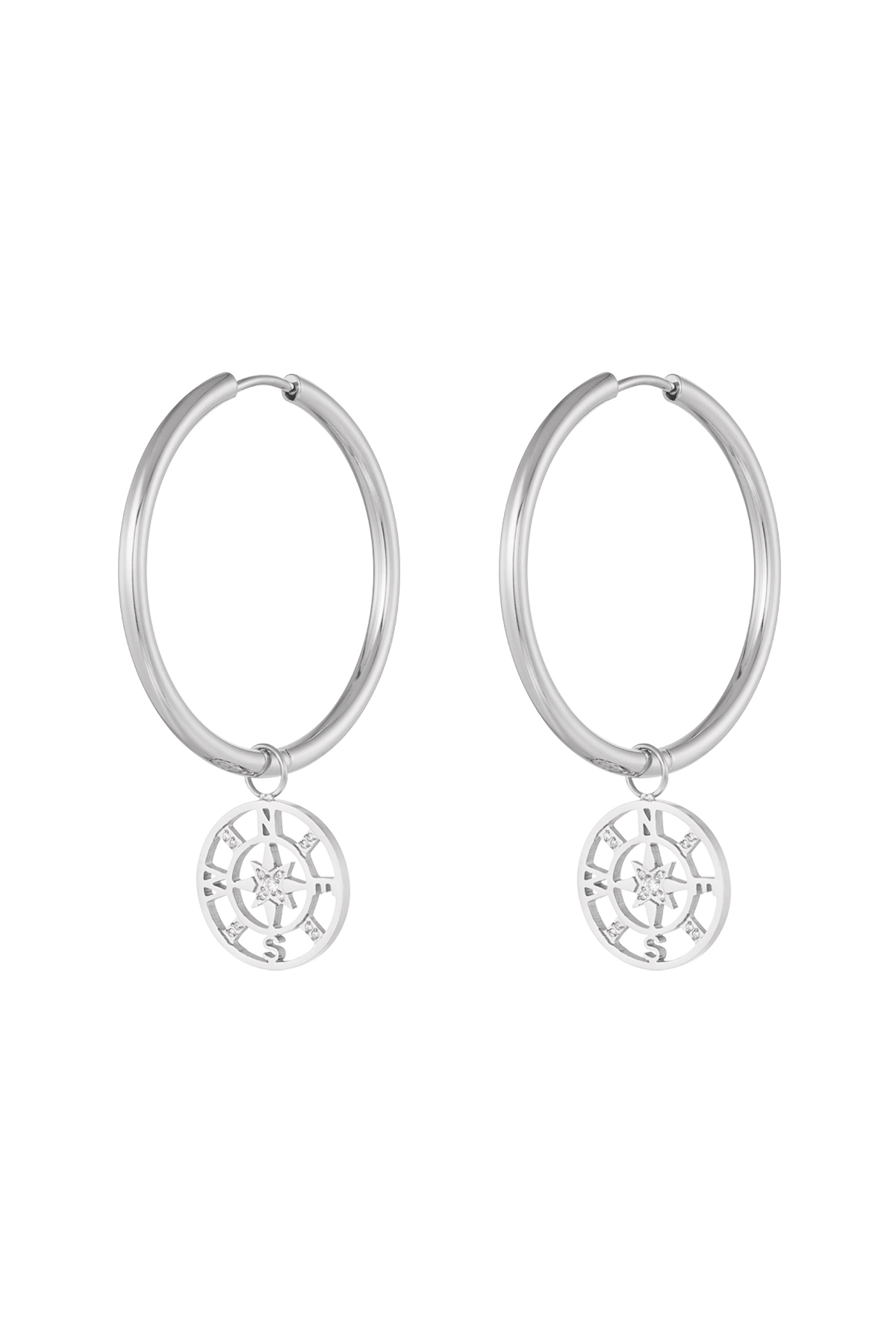 Earrings four directions - silver h5 