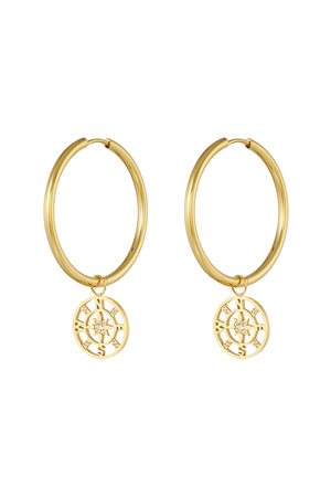 Earrings four directions - gold h5 