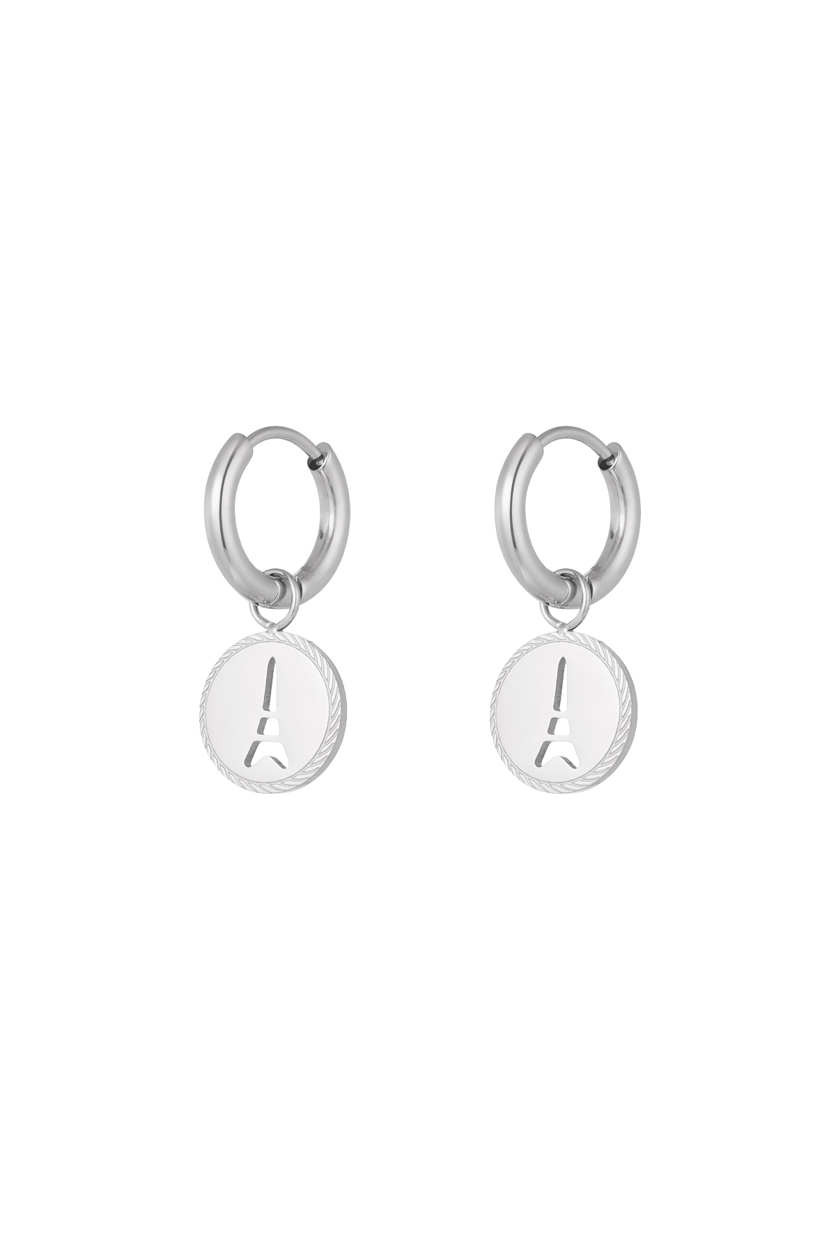 Eiffel Tower coin earrings - silver h5 