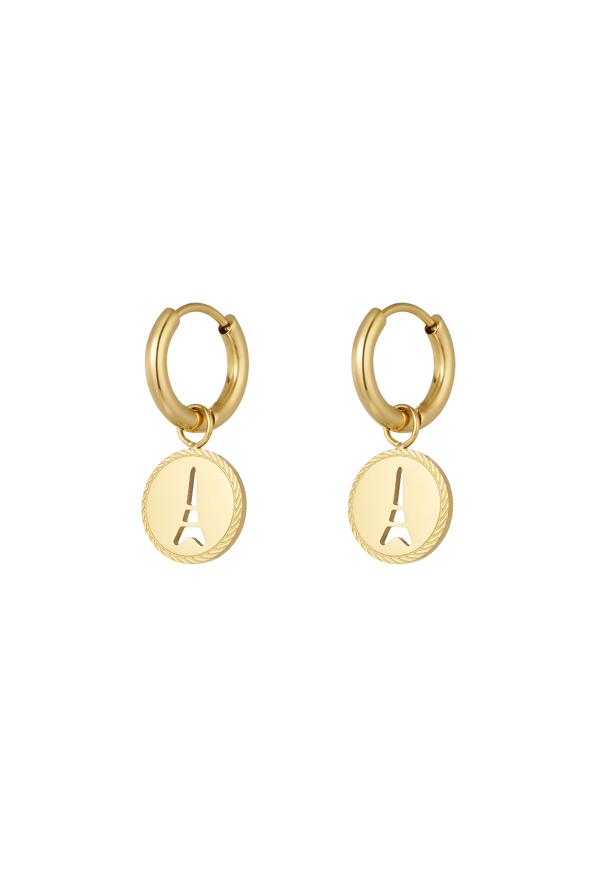 Eiffel Tower coin earrings - gold