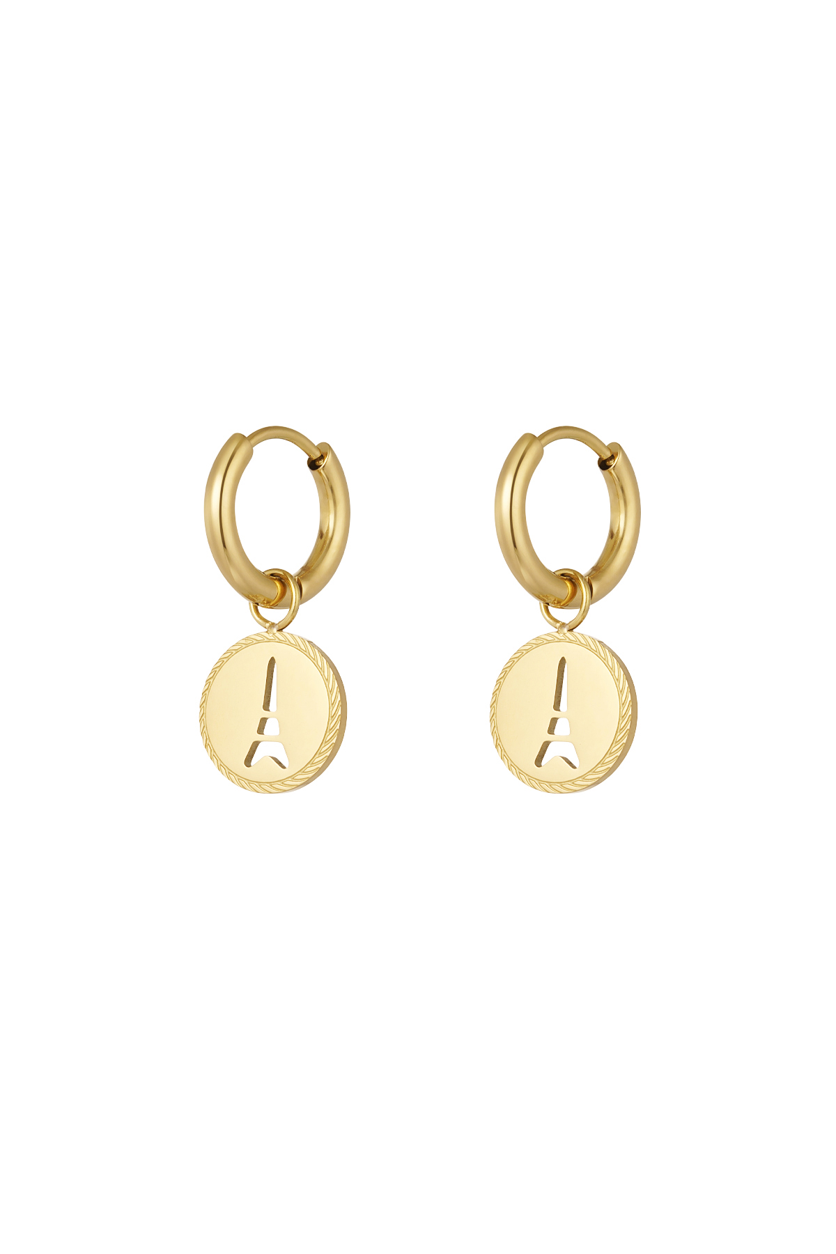 Eiffel Tower coin earrings - Gold color