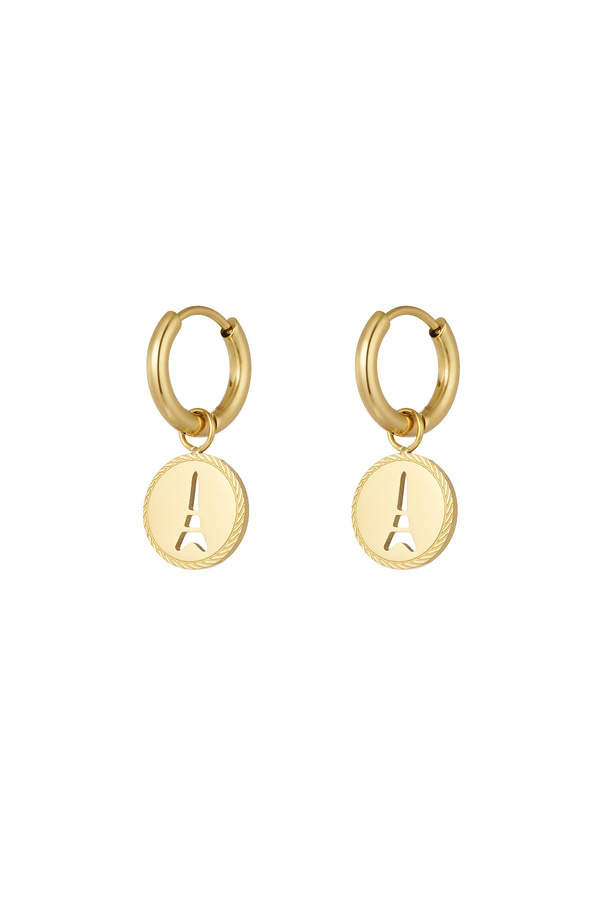 Eiffel Tower coin earrings - gold