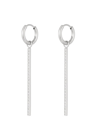 Zircon row earrings - silver h5 