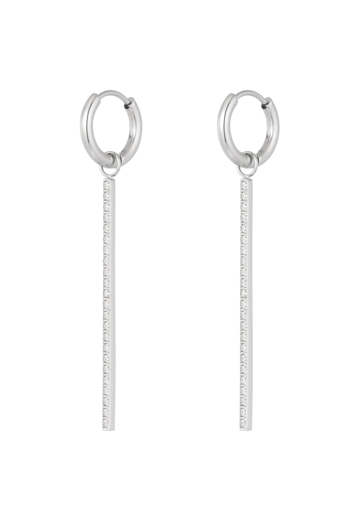 Zircon row earrings - silver 