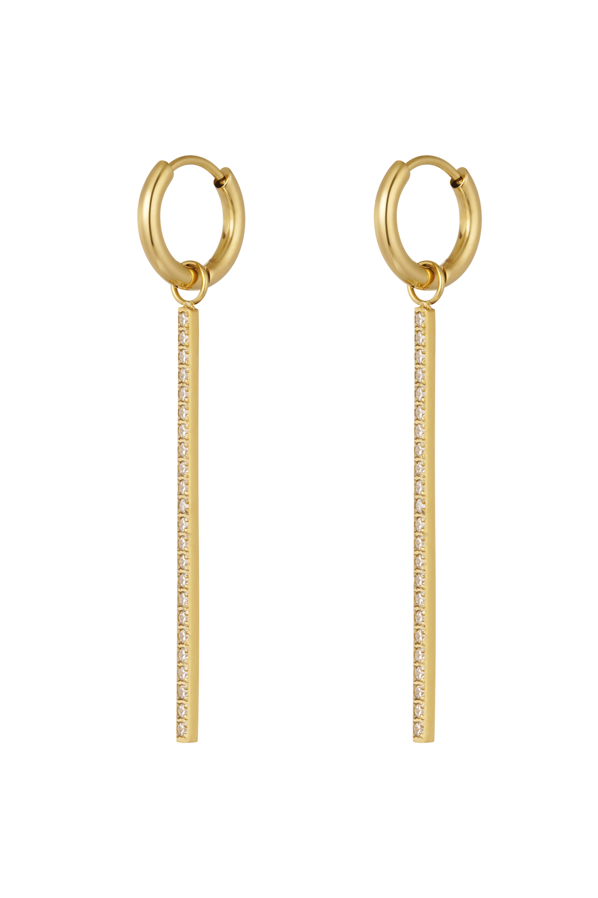 Zircon row earrings - gold h5 